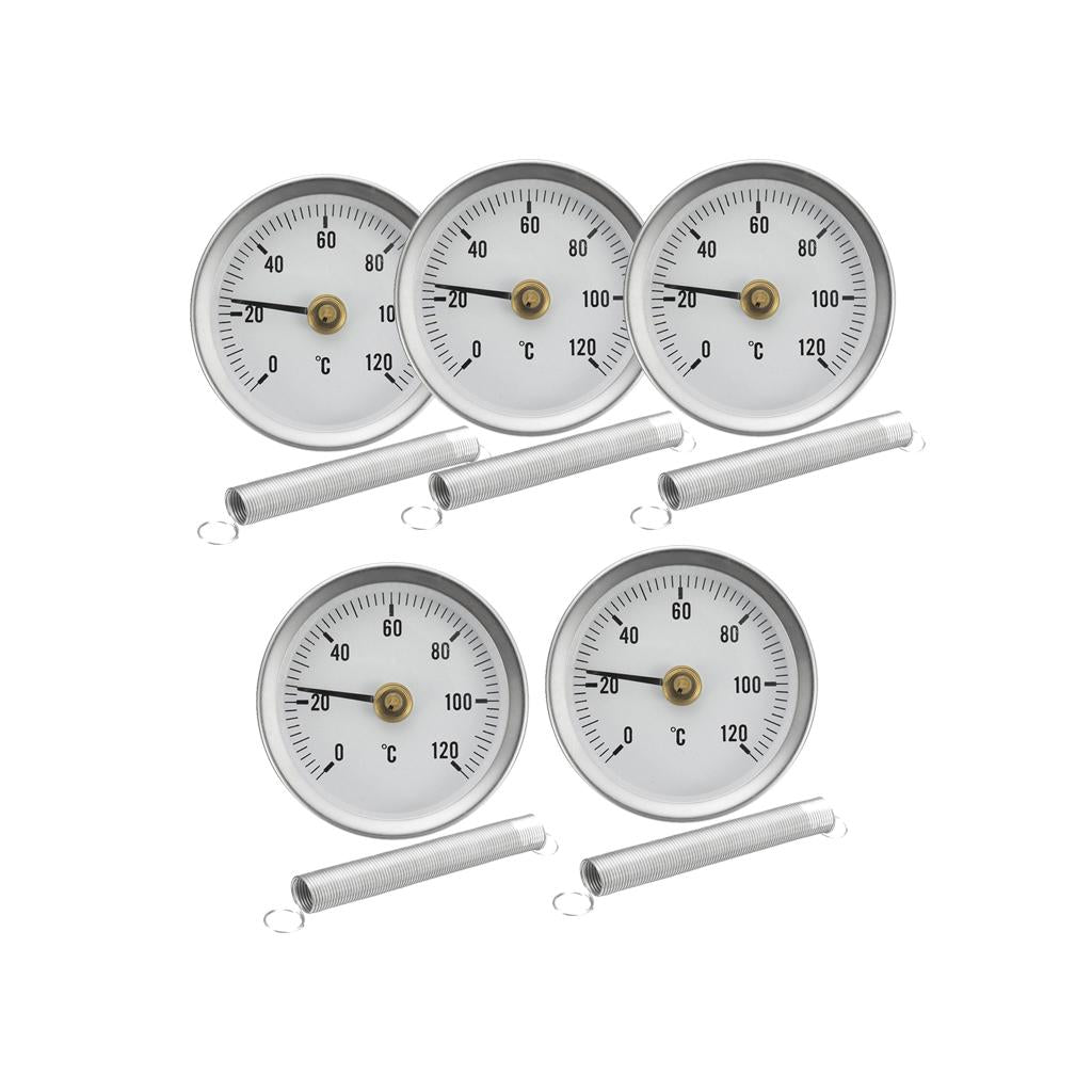 5 Pieces 63mm Clip-on Pipe Thermometer Temperature Gauge With Spring