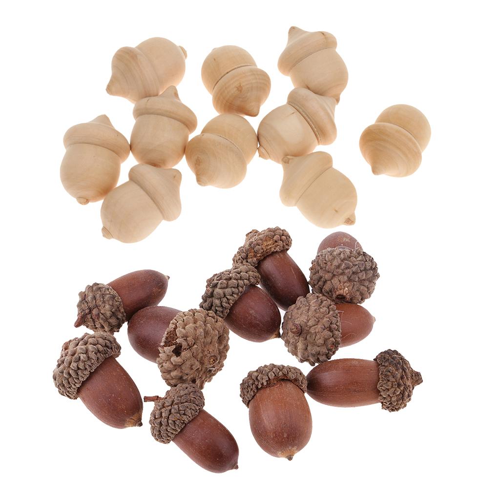 20 Pieces Natural Acorn Wood Acorns Table Ornament Home Decoration DIY Craft