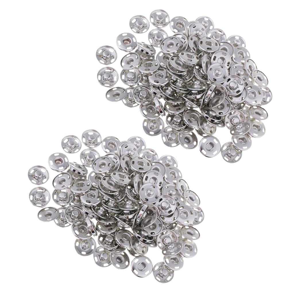 100 Sets Sew-On Snap Fastener Press Stud Button for Clothing Sewing 15mm