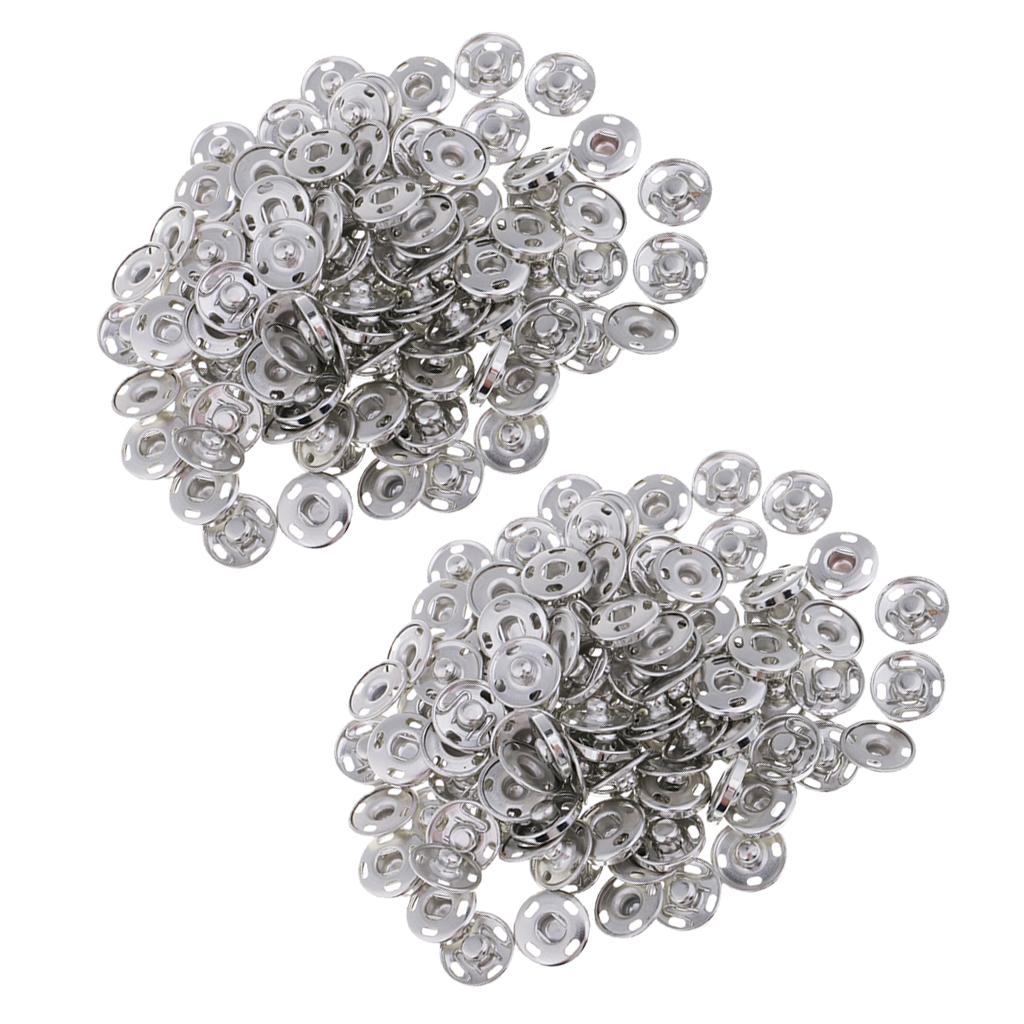 100 Sets Sew-On Snap Fastener Press Stud Button for Clothing Sewing 15mm