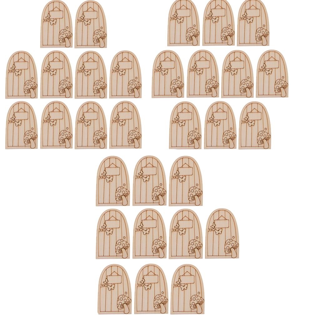 30 Pieces Fairy Gardens Mini Wooden Fairy Door Supplies Accessories