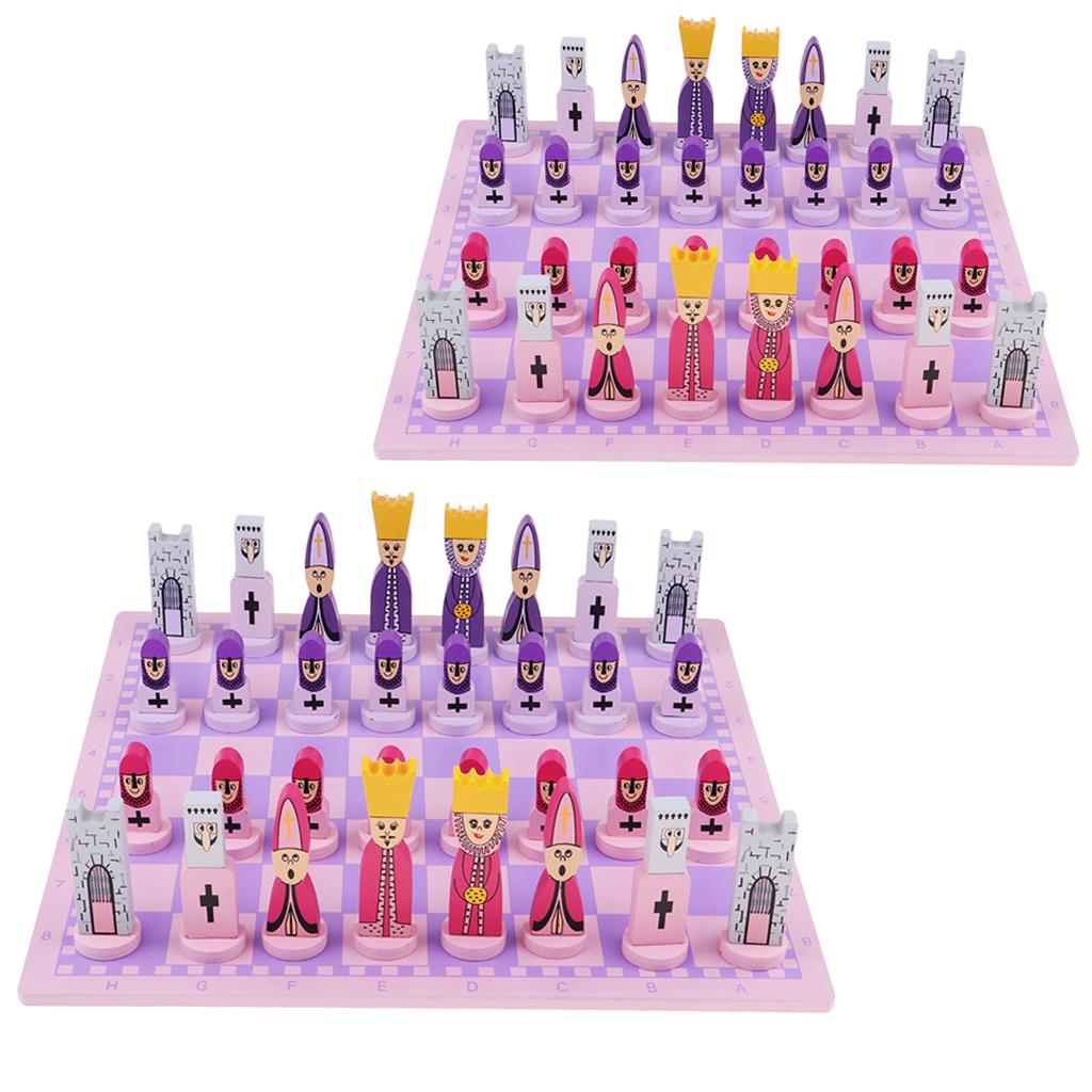 2 set Wooden International Chess Game Chessman Checker Chess Pieces Gift