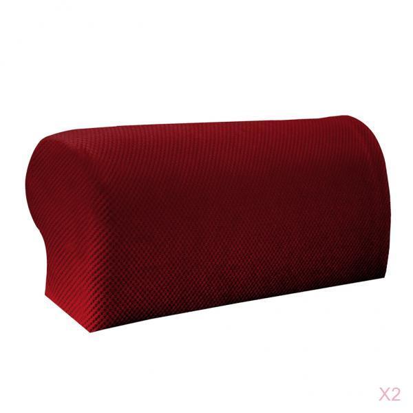 2 Pair Elastic Sofa Armrest Covers Armchair Slipcovers Protector Red