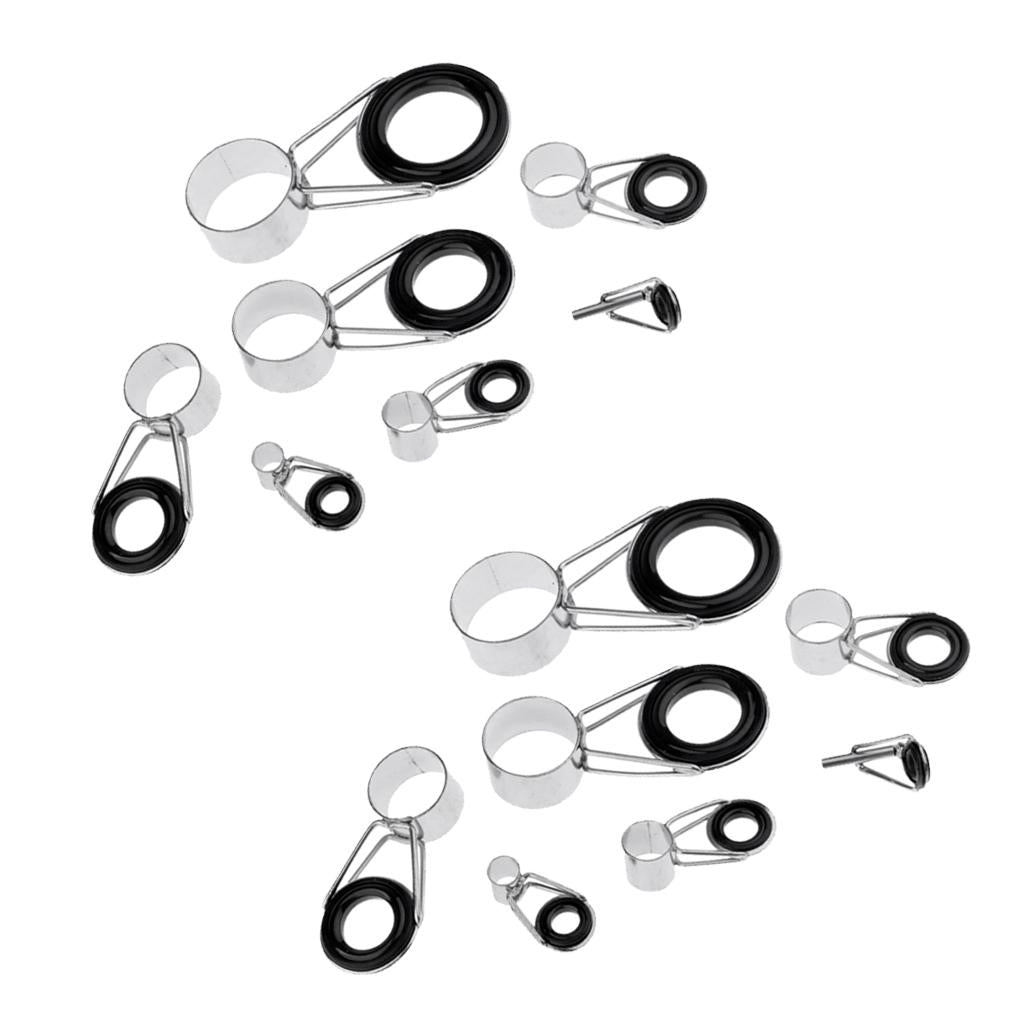 14pcs Ceramic Ring Eyes Fishing Rod Tip Guides Ring Stainless Steel Frame
