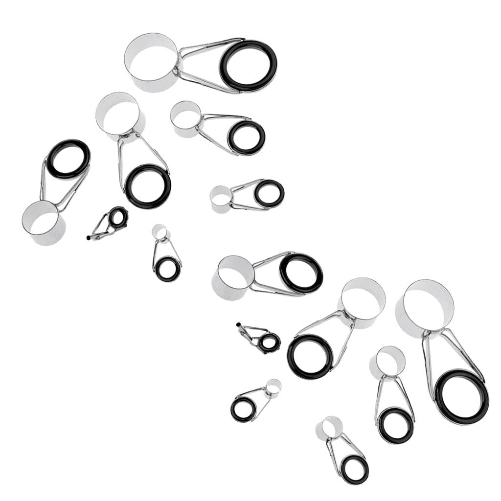 14 Pieces Ceramic Ring Eyes Fishing Rod Tip Guide Free Stainless Steel Frame