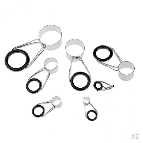14 Pieces Ceramic Ring Eyes Fishing Rod Tip Guide Free Stainless Steel Frame