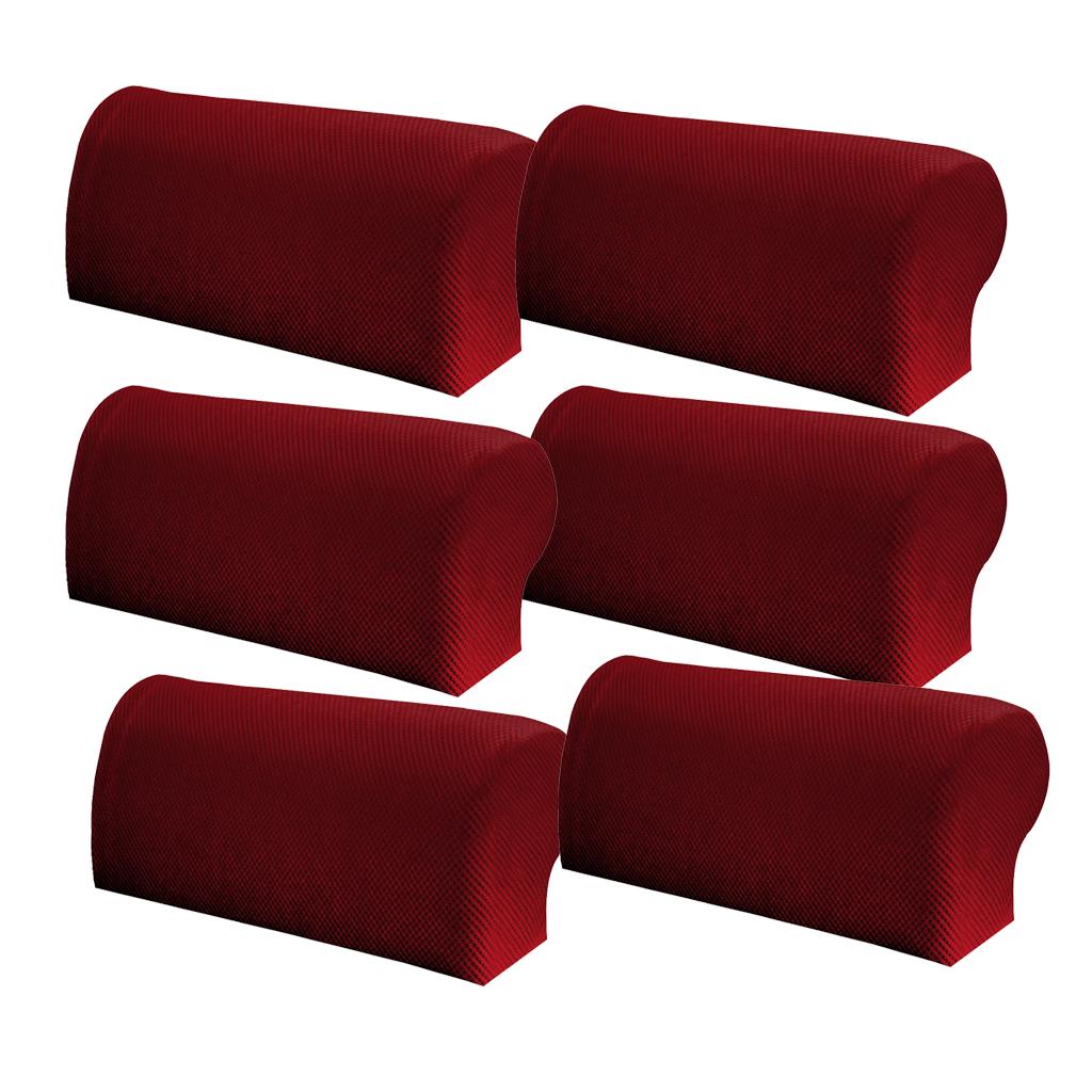 3 Pair Elastic Sofa Armrest Covers Armchair Slipcovers Protector Red