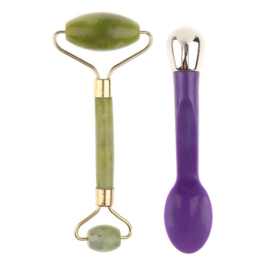 2pcs Double Heads Natural Jade Facial Massage Roller Eye Cream Massage Stick