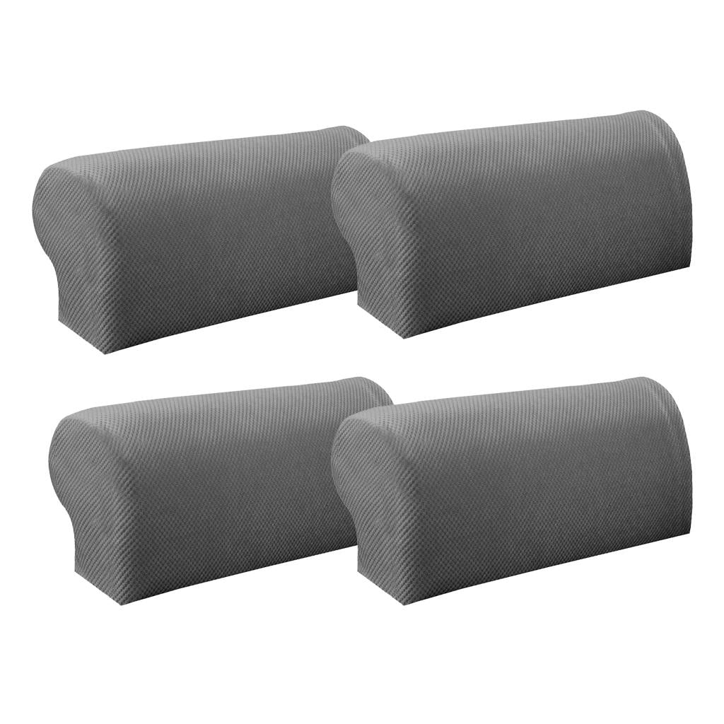 2 Pair Elastic Sofa Armrest Covers Armchair Slipcovers Protector Grey