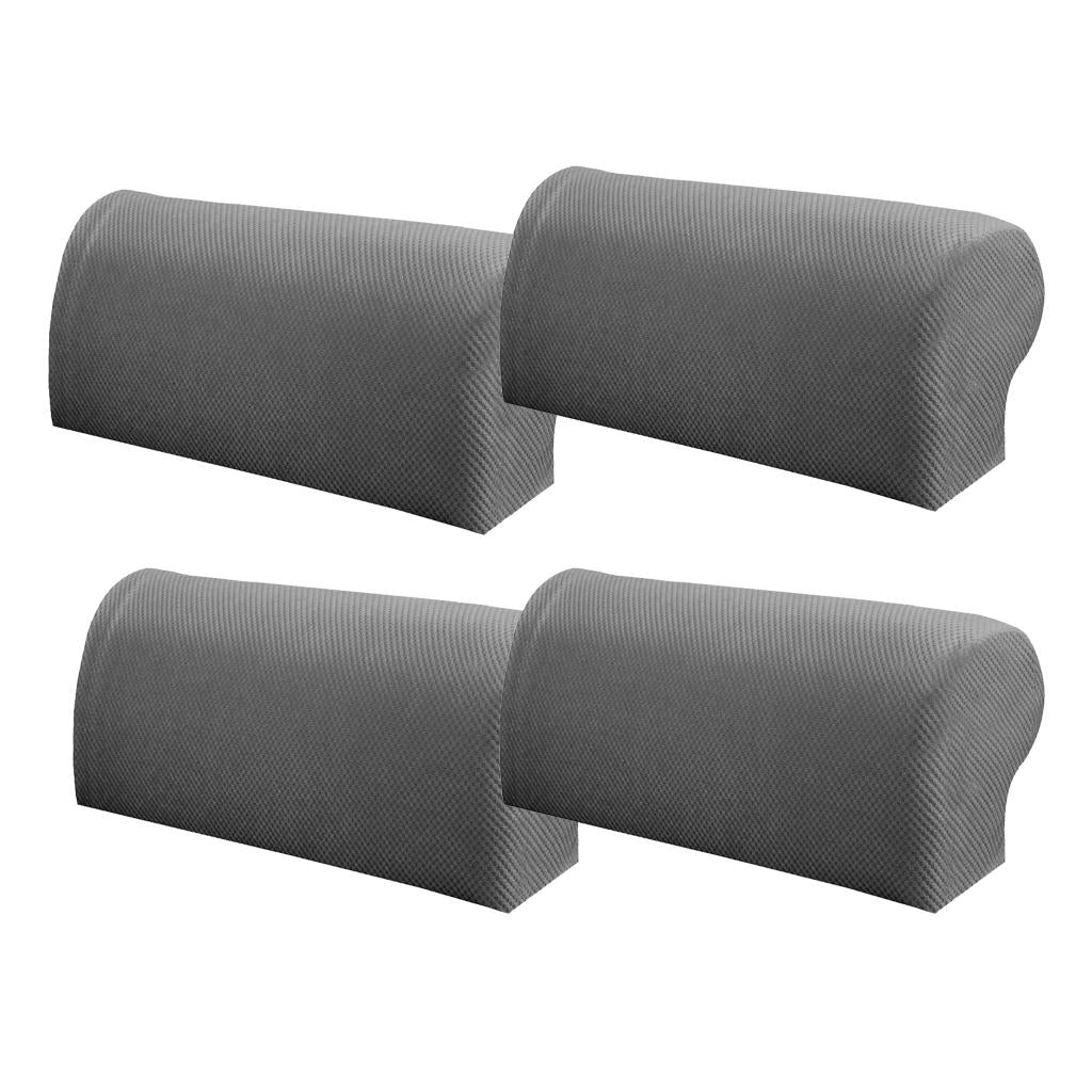 2 Pair Elastic Sofa Armrest Covers Armchair Slipcovers Protector Grey