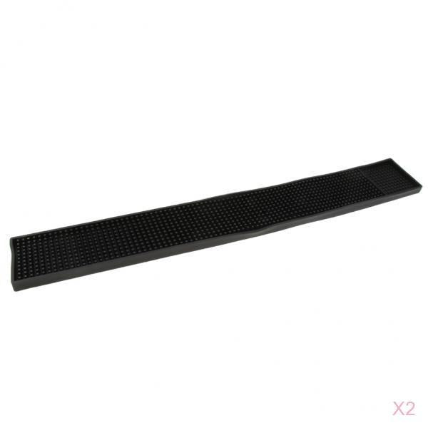 2pcs Black Rubber Beer Bar Runner Spill Mat for Home Pub Cafe Party 60x8x1cm