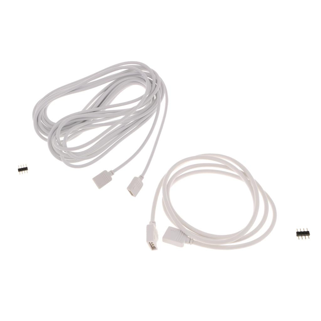 2 Pack 5050 3528 RGB LED Strip Light Extension Cable Connector Line 4 Pin