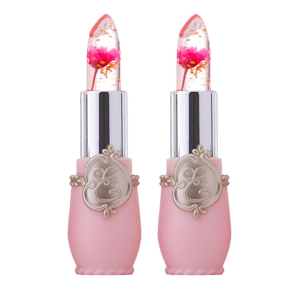 2x Flower Lipstick Color Jelly Lipgloss Magic Temperature Change Rose Red