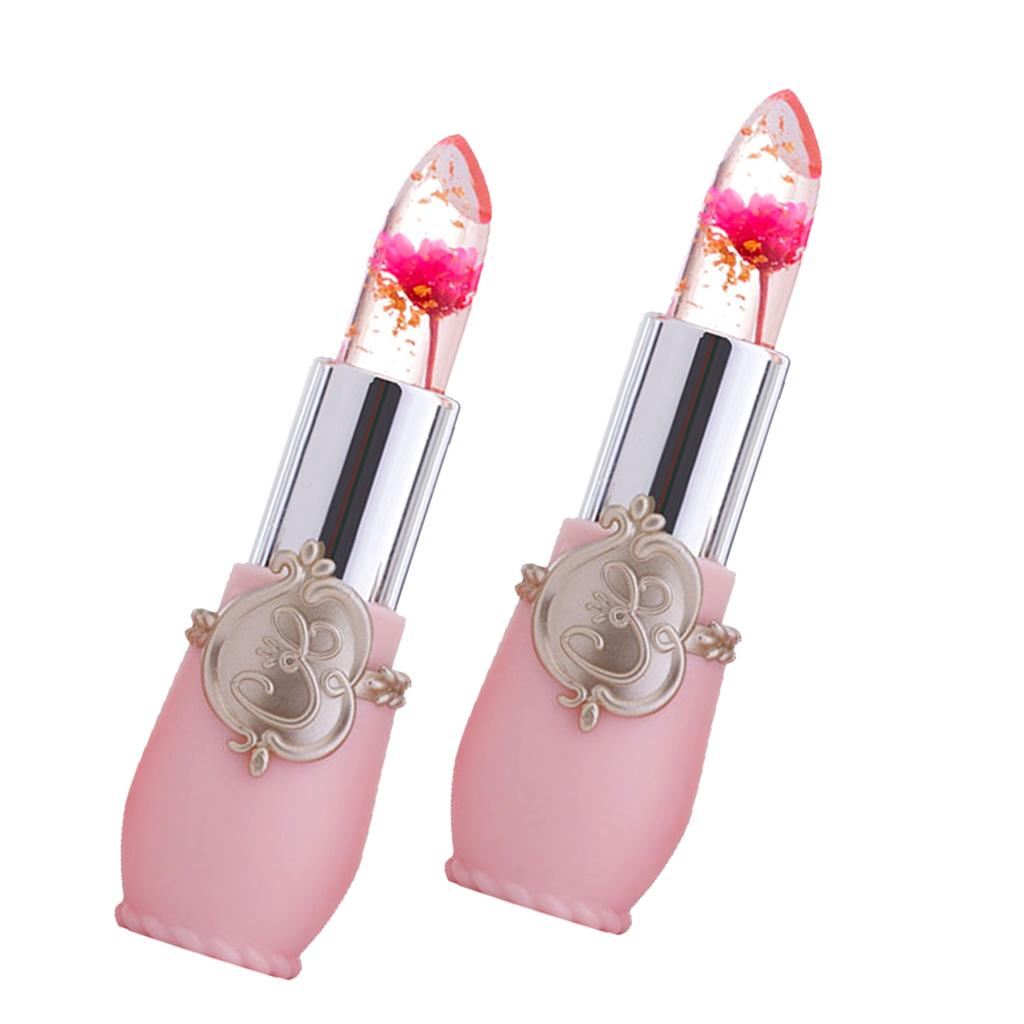 2x Flower Lipstick Color Jelly Lipgloss Magic Temperature Change Rose Red