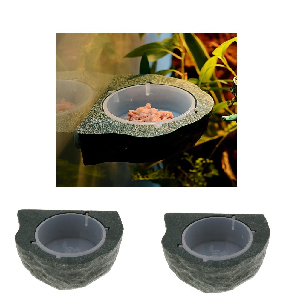 2pcs Mini Magnetic Feeding Ledge Feeder For Gecko Diet, Food or Water Green
