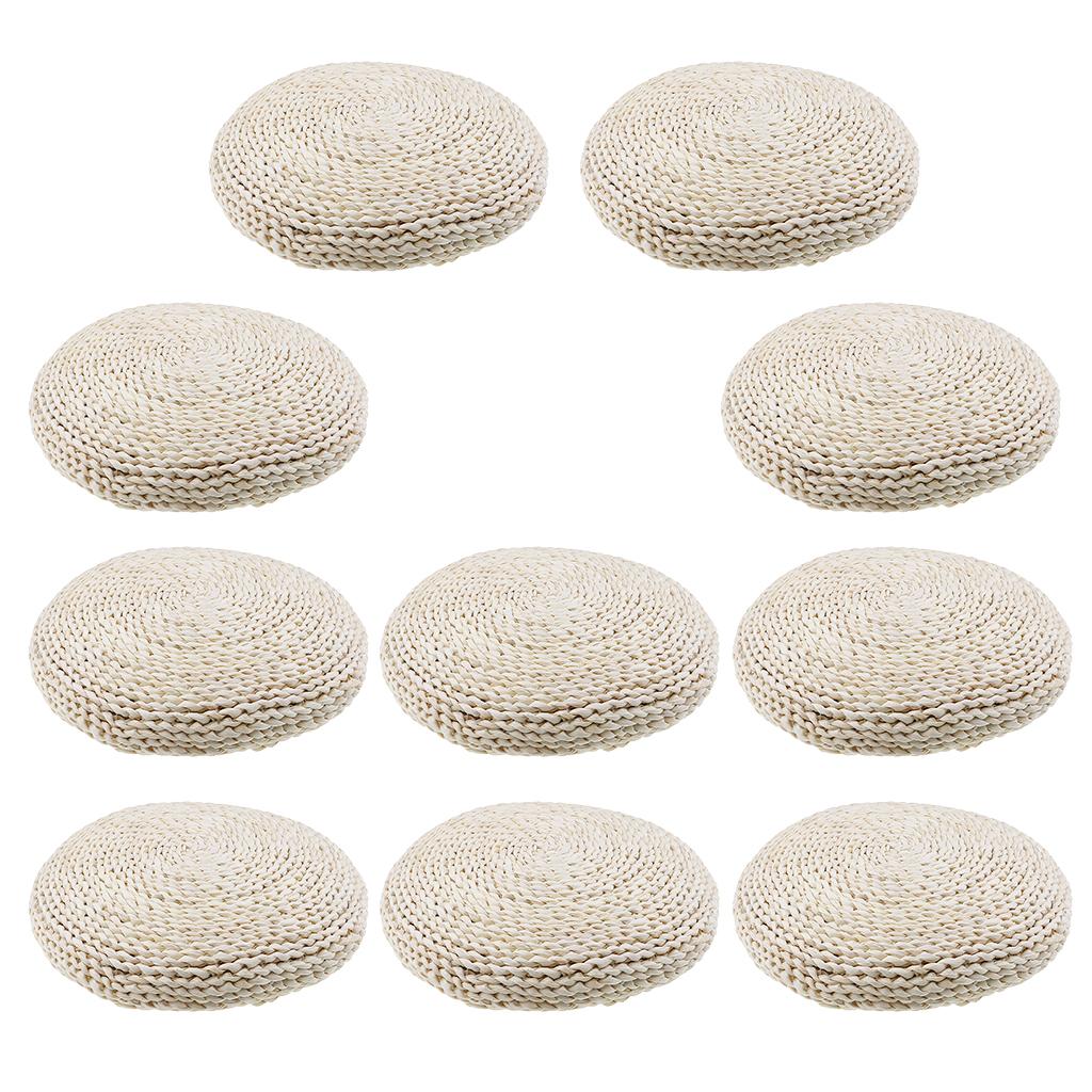 10x Natural Straw Round Pouf Tatami Cushion Meditation Yoga Mat Zafu Cushion