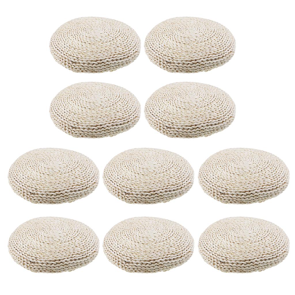 10x Natural Straw Round Pouf Tatami Cushion Meditation Yoga Mat Zafu Cushion