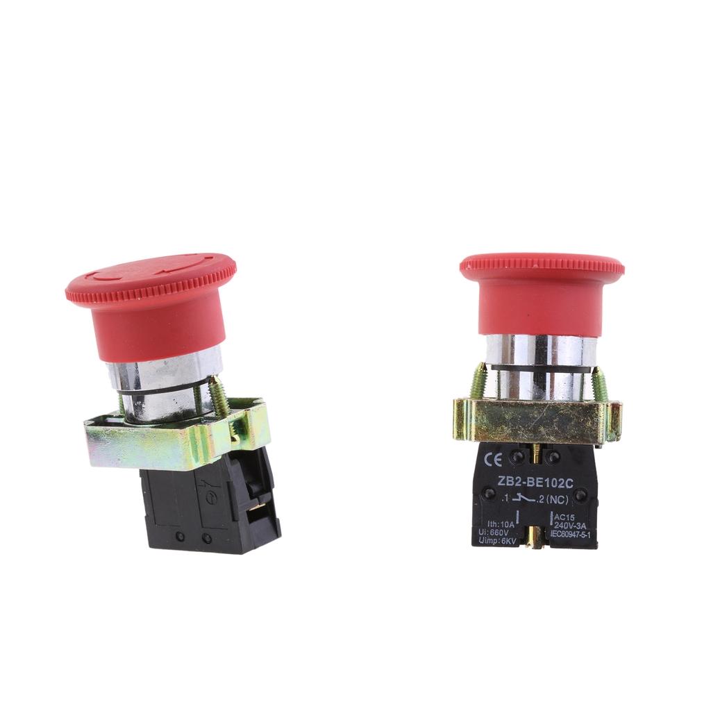 2Piece XB2-BS542 RED Mushroom NC Emergency Stop Latching Rotary Push-button