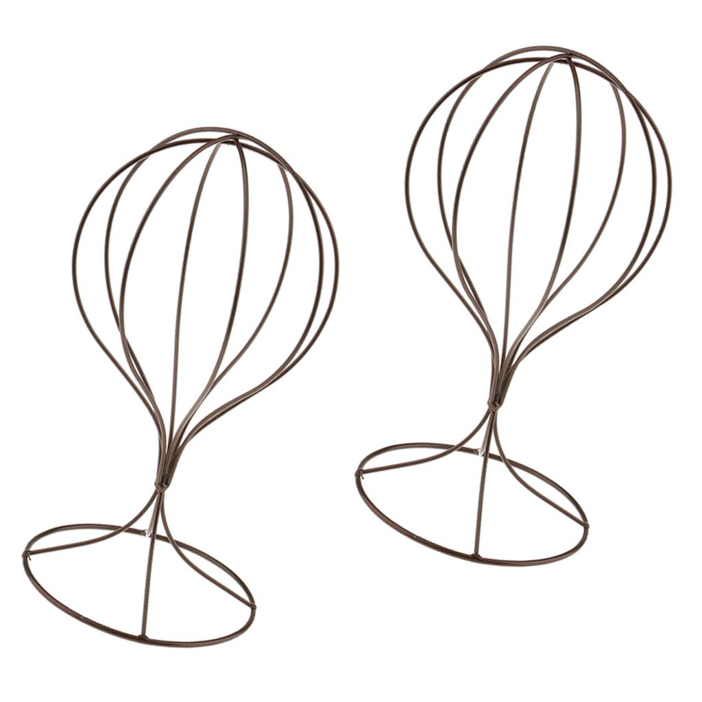 2pcs Metal Hat Cap Storage Display Holder Hair Wigs Rack Shelf Stand Bronze