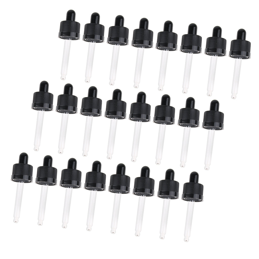 24pcs Plastic Glass Liquid Dropper Pipette Cap for 15ml Essential Oil Bottle
