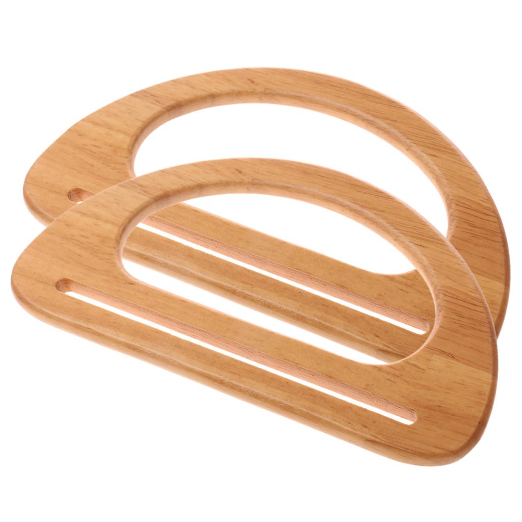2x Wooden Bag Handle Replacement for DIY Purse Handbag Making Supplies