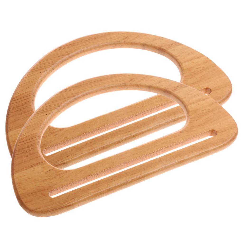 2x Wooden Bag Handle Replacement for DIY Purse Handbag Making Supplies