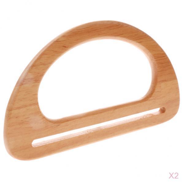2x Wooden Bag Handle Replacement for DIY Purse Handbag Making Supplies