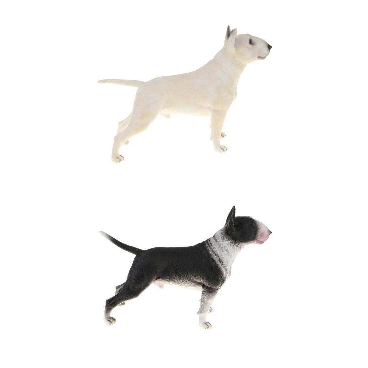 2pcs Lifelike Animal Model Figure Toy Dog Figurine Home Decor Bull Terrier