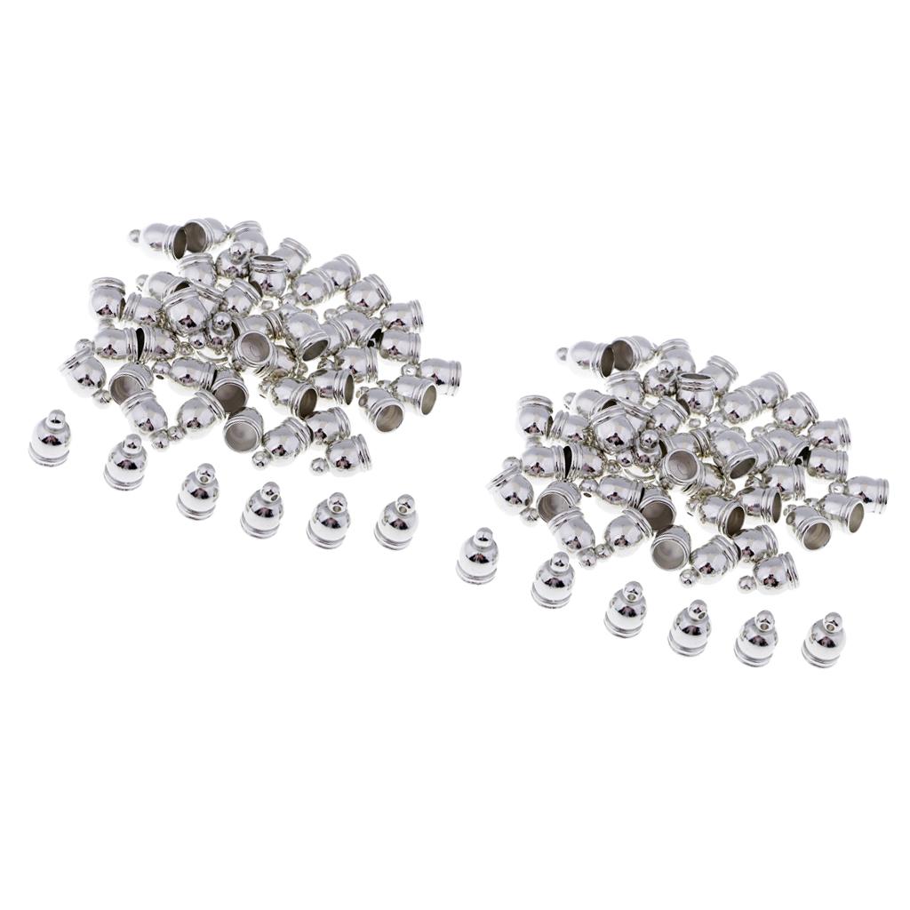 100Pcs End Cap Bead Stopper Fit 6mm Leather Cord Jewelry Findings Silver