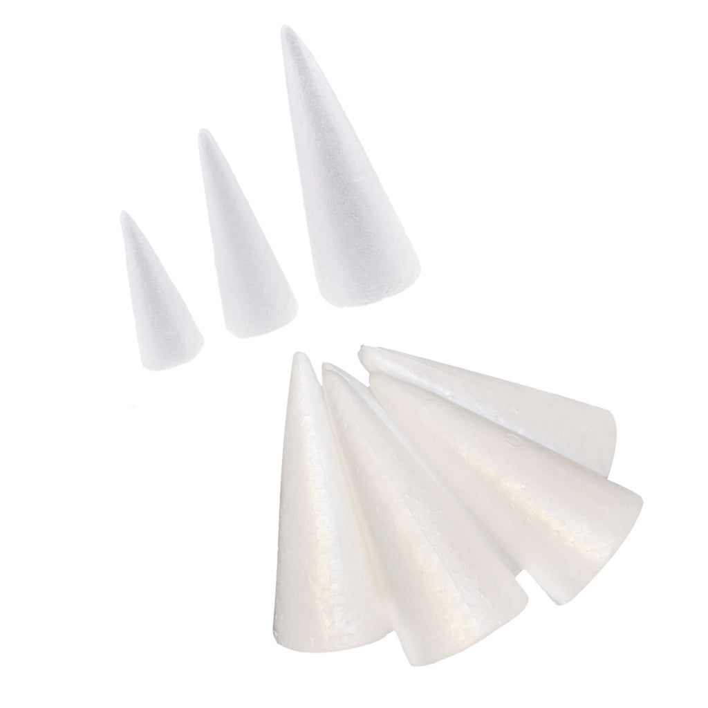 8Pcs Cone Shaped Styrofoam Foam Ornaments for Handmade DIY Modelling Crafts