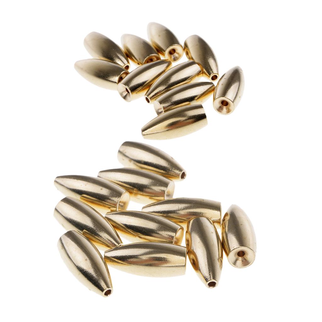 20Pcs Copper Weights Drop Shot Slider Sea Fishing Tackle Snag Sinkers 7g 10g