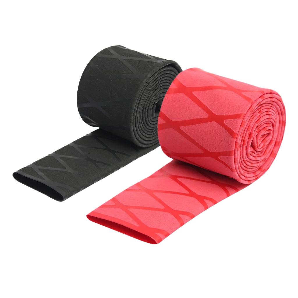 2pcs NonSlip Heat Shrink Tube Textured Grip Fishing Rod Racket Sleeve Handle