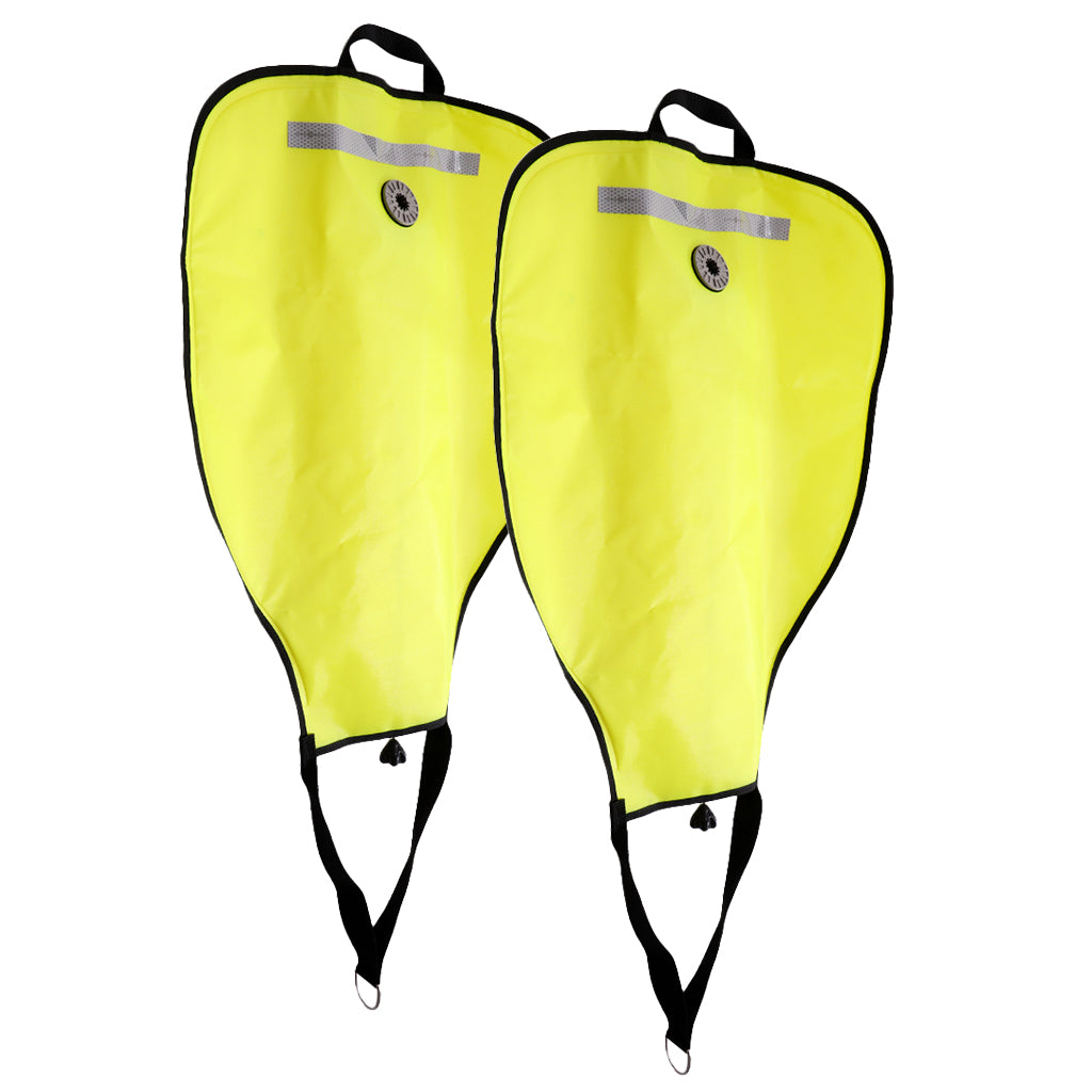 2 Piece Technical Scuba Diving 50lbs Salvage Lift Bag with Dump Valve Yellow