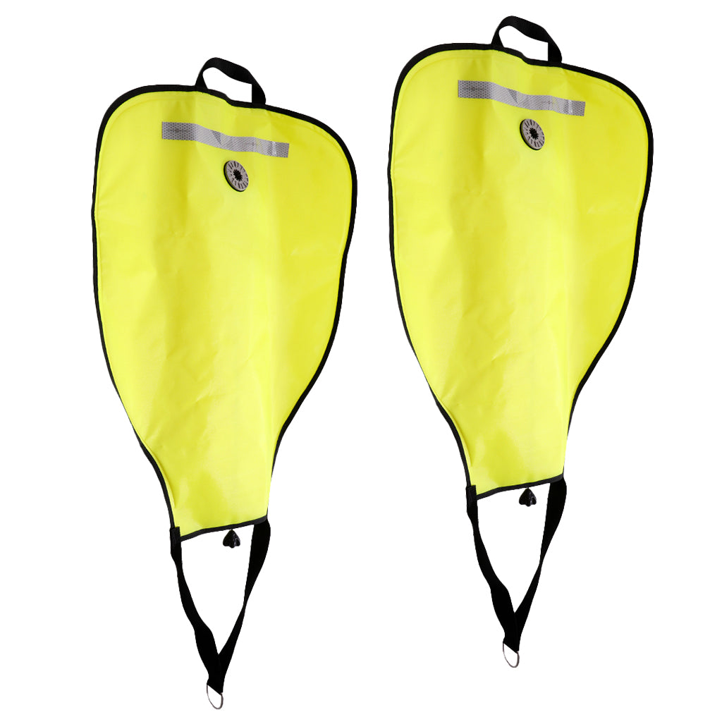 2 Piece Technical Scuba Diving 50lbs Salvage Lift Bag with Dump Valve Yellow