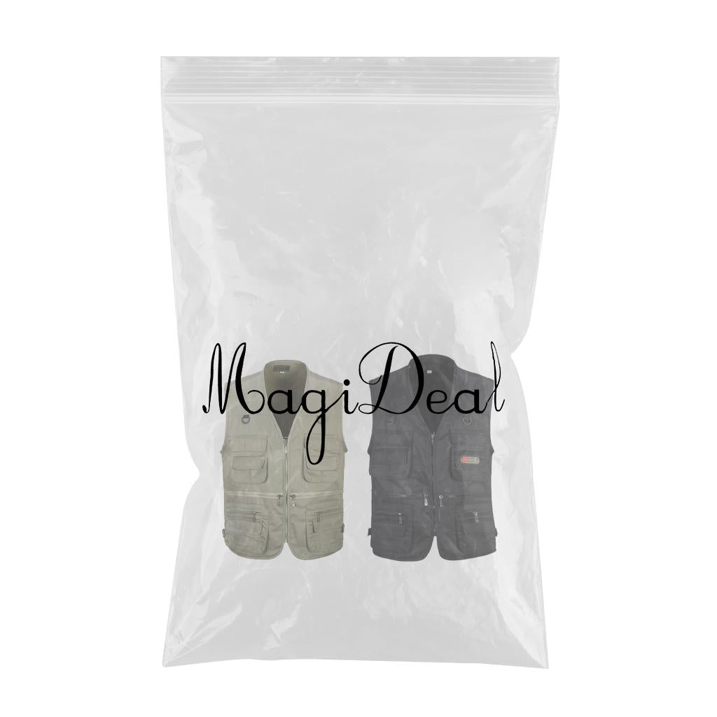 2 Pcs Men's Multi Pocket Waistcoat Fishing Outdoor Travel Photography Vest