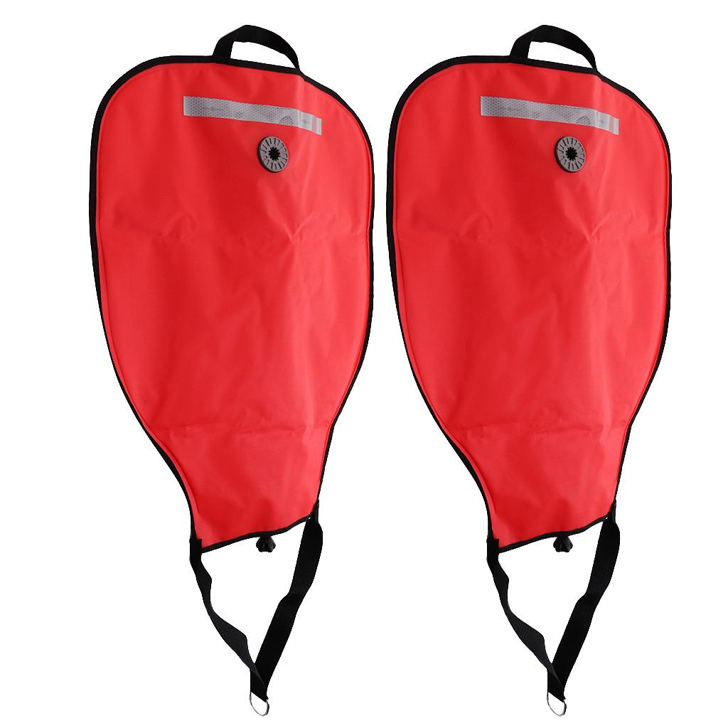 2 Piece Technical Scuba Diving 50lbs Salvage Lift Bag with Dump Valve Red