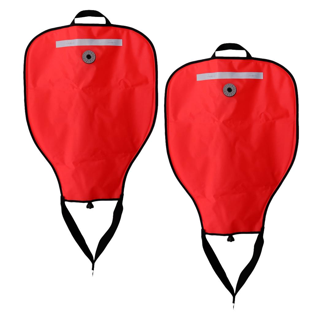 2 Piece Technical Scuba Diving 50lbs Salvage Lift Bag with Dump Valve Red