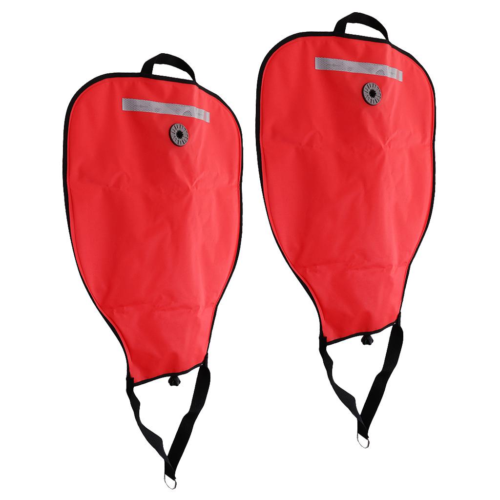 2 Piece Technical Scuba Diving 50lbs Salvage Lift Bag with Dump Valve Red