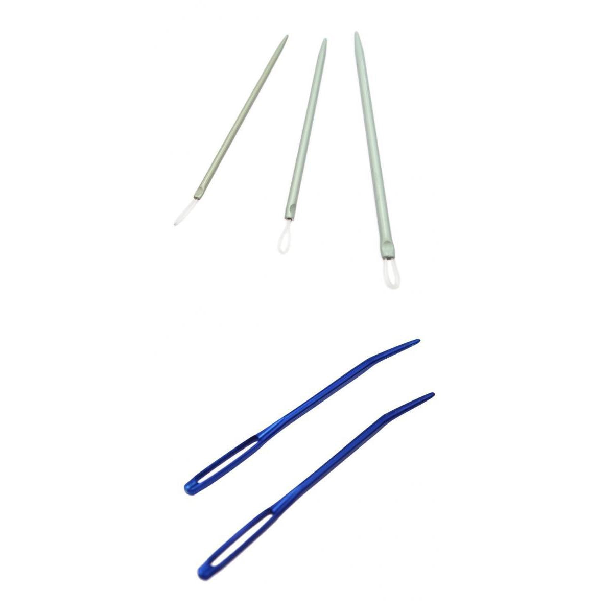 3pcs Aluminium Alloy Wool Needles +2pcs Large-eye Bent Tip Tapestry Needles