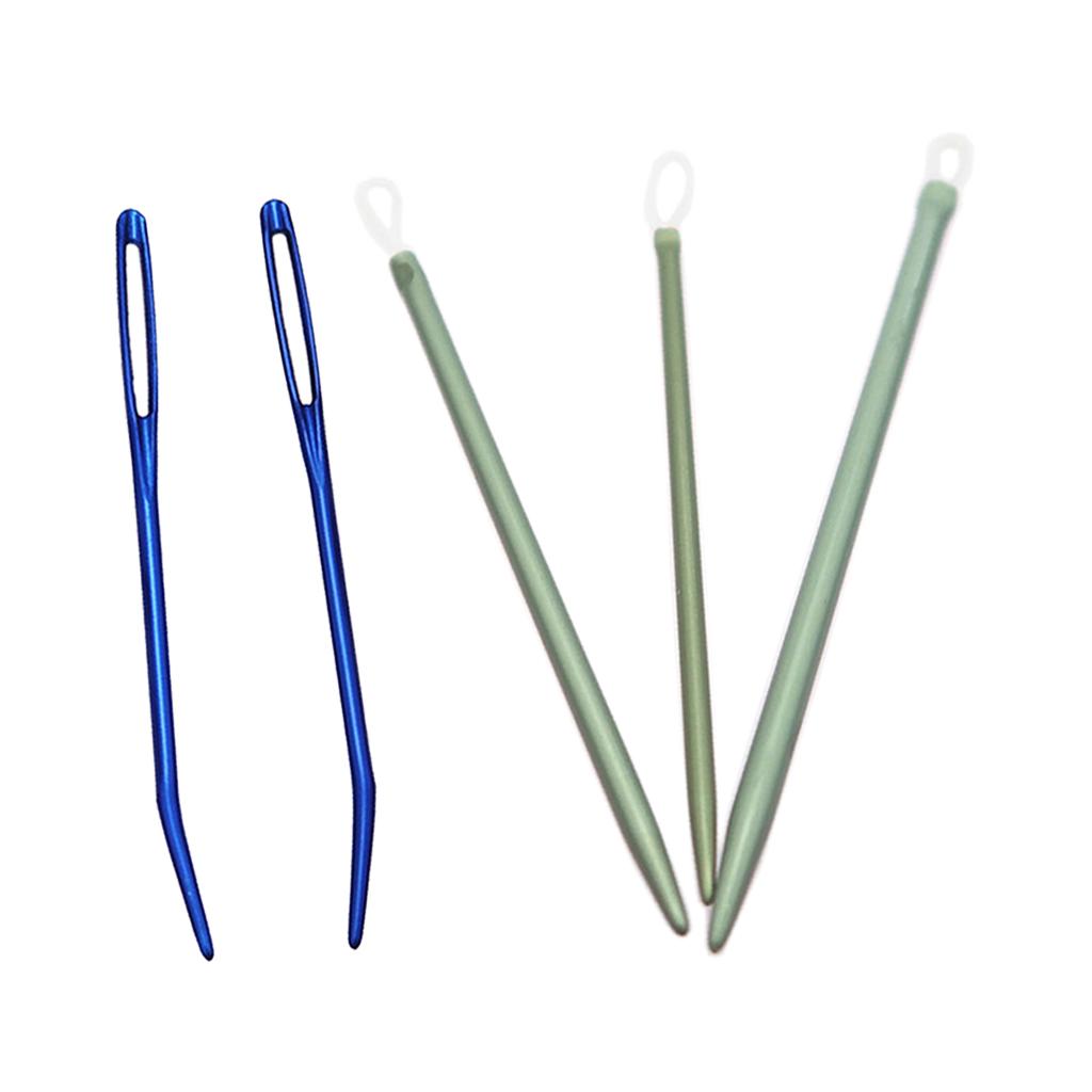 3pcs Aluminium Alloy Wool Needles +2pcs Large-eye Bent Tip Tapestry Needles