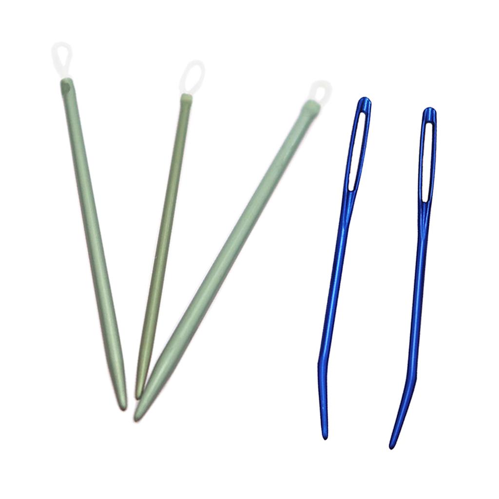 3pcs Aluminium Alloy Wool Needles +2pcs Large-eye Bent Tip Tapestry Needles