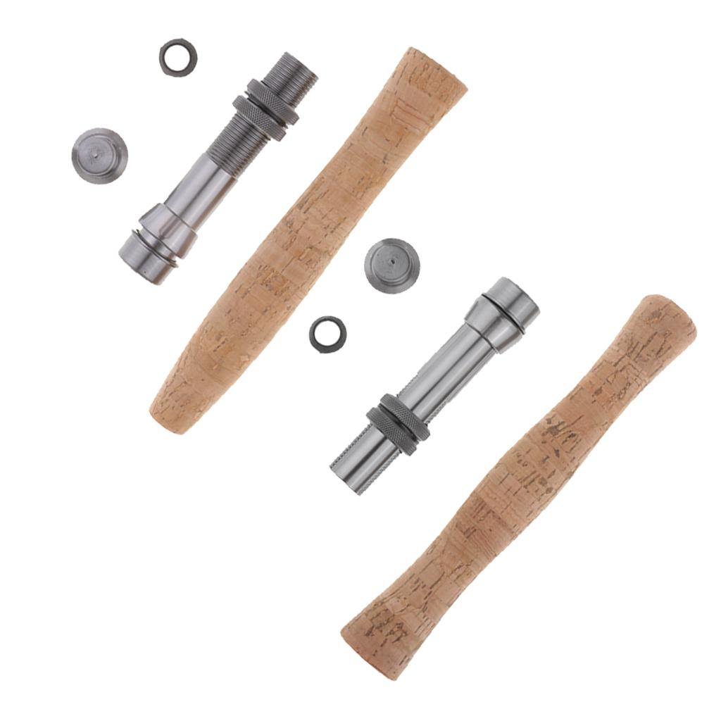 2 Pieces Cork Fly Fishing Rod Handle Grip with Reel Seat for Rod Building