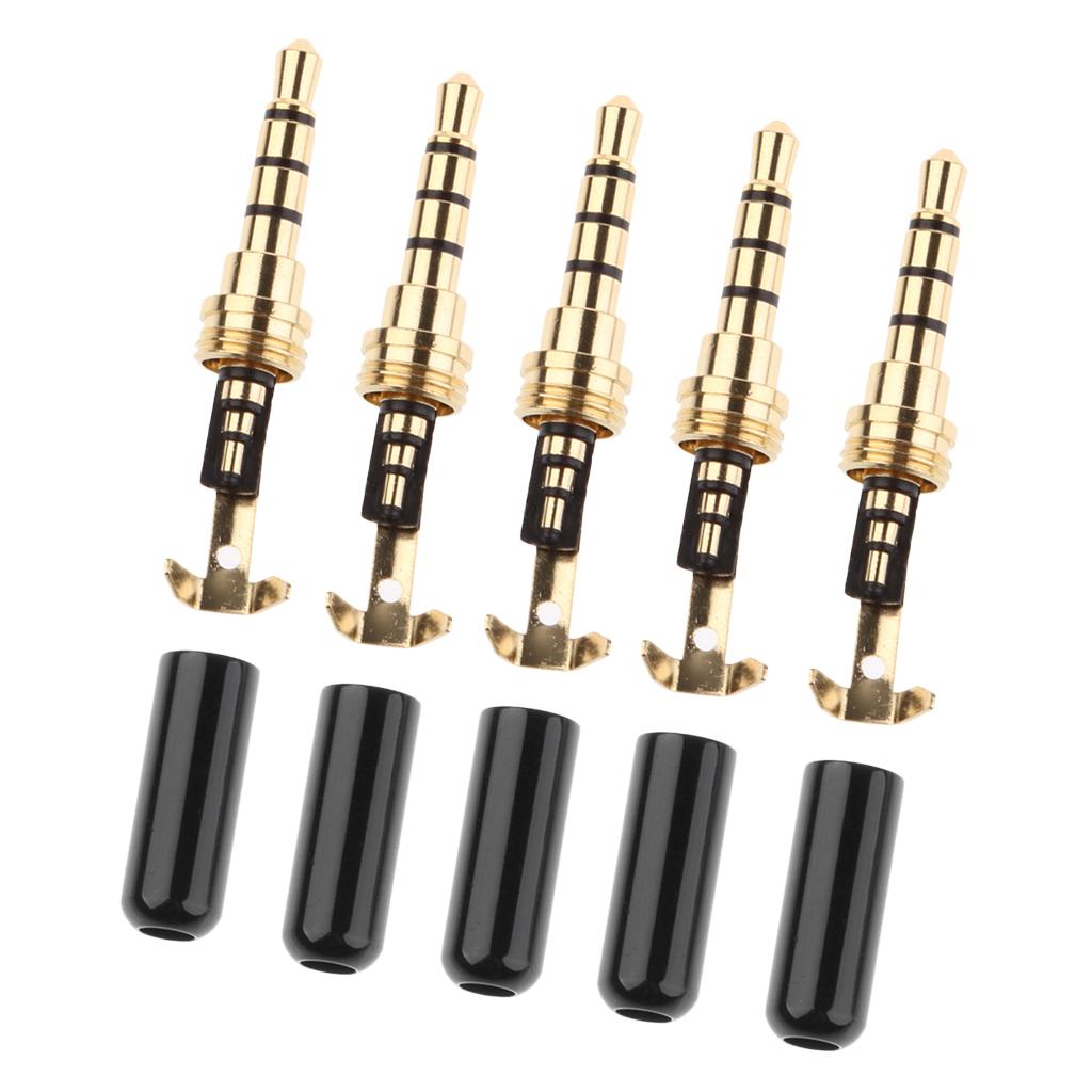 5 Pieces Universal DIY 3.5mm Audio Jack Plug Male Head for Earphone Headset