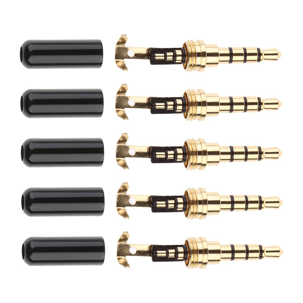 5 Pieces Universal DIY 3.5mm Audio Jack Plug Male Head for Earphone Headset