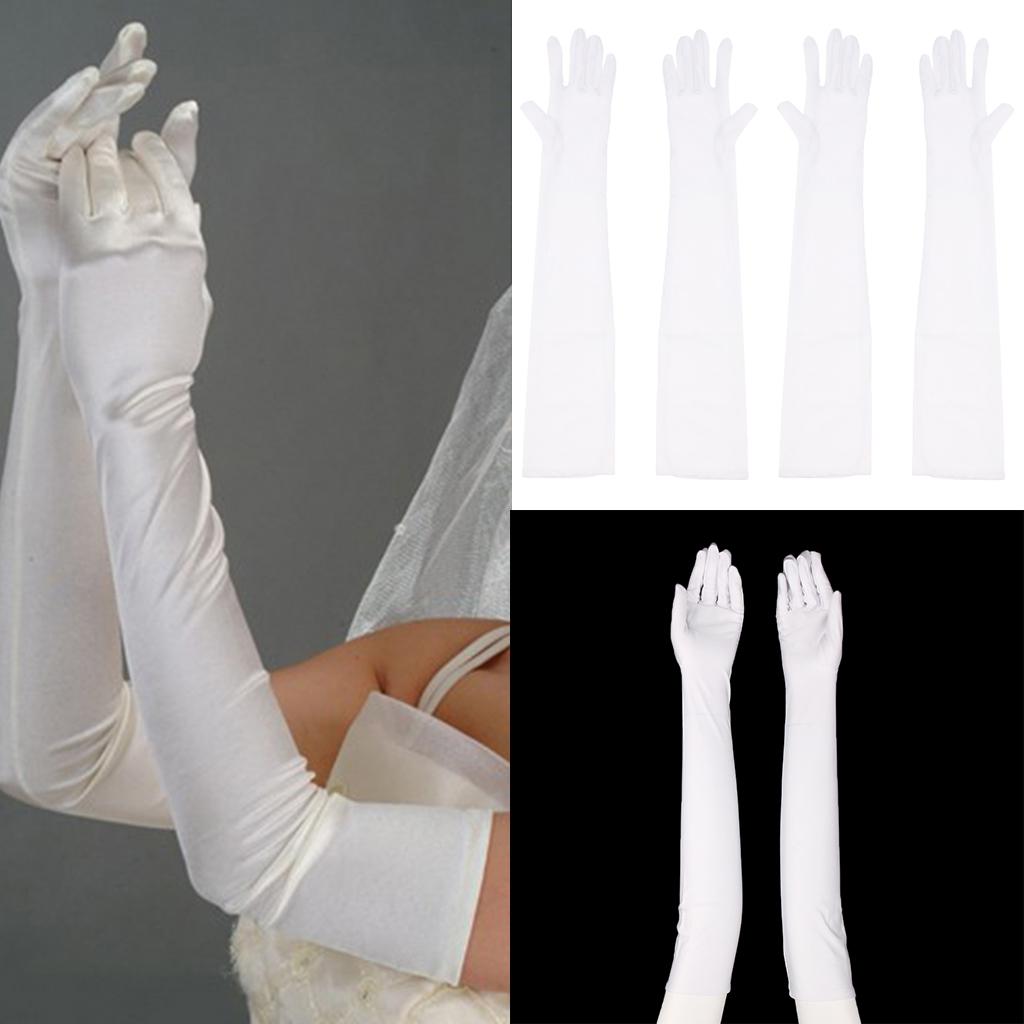 2 Pairs Women's Long 1920s Opera Gloves Evening Wedding Elbow Gloves
