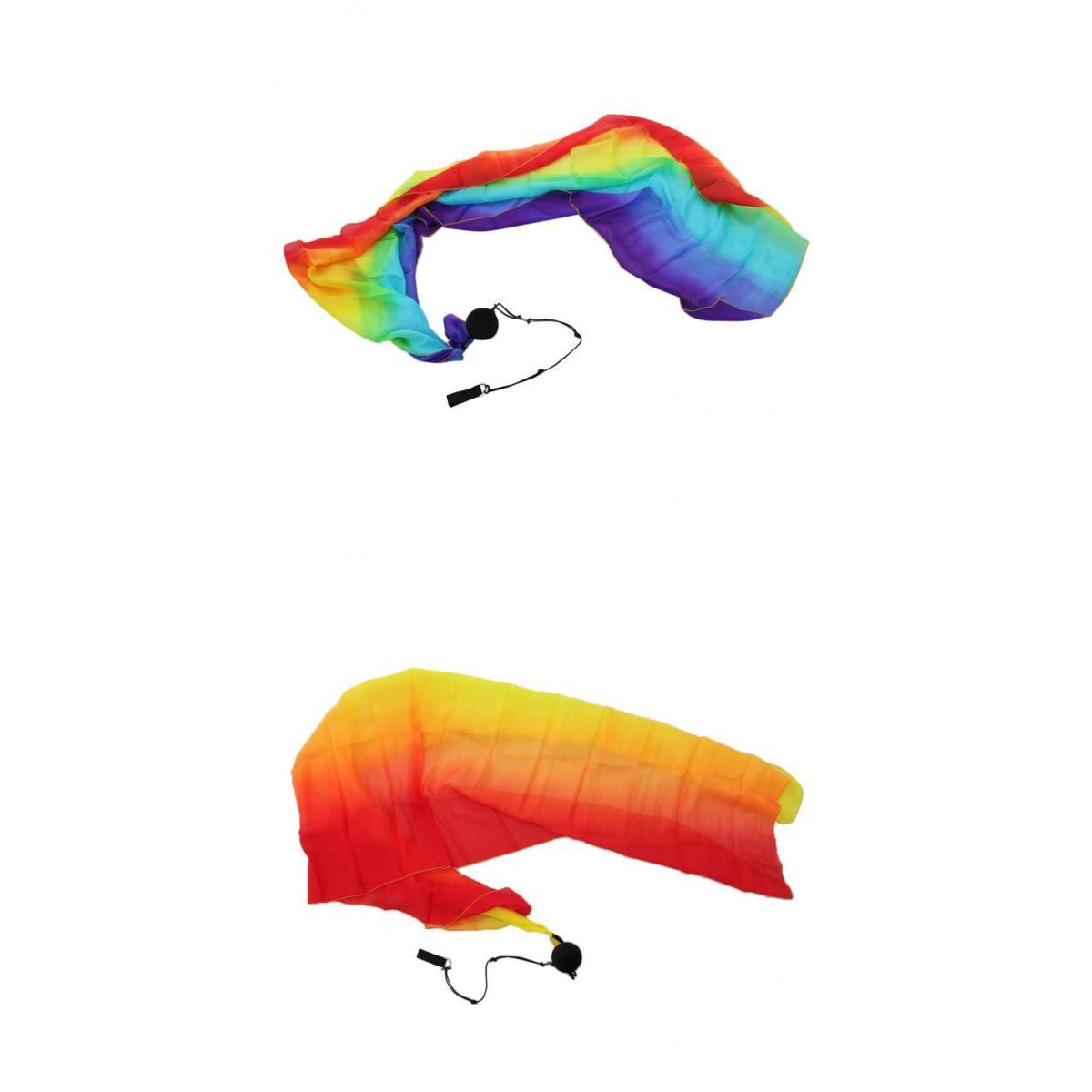 Belly Dance Silk Veil Poi Throw Balls Dancing Accessories Rainbow Colors