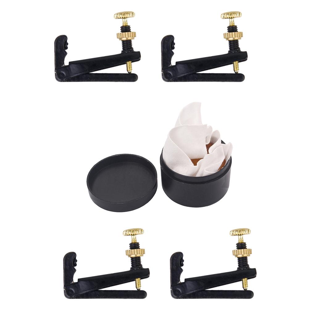 4pcs 3/4 4/4 Violin Fine Tuners String Adjusters+Violin Viola Cello Rosin