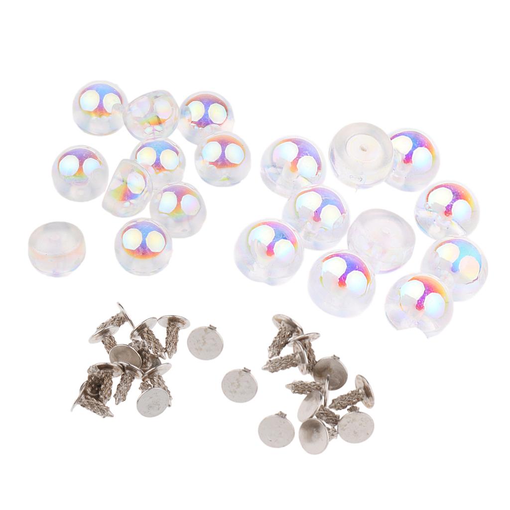 20 Sets Pearl Beads Rivet Studs Decorative Buttons Leathercraft 8mm 10mm