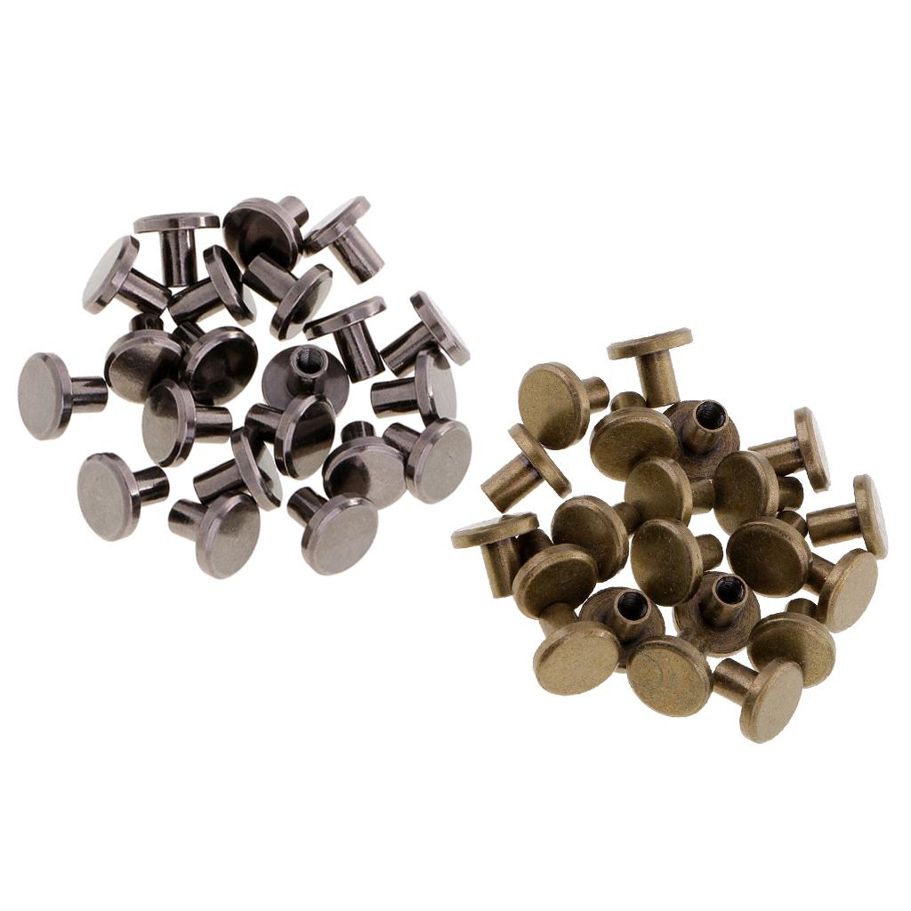 40 Sets 8mm Round Rivet Screw Studs Chicago Screw Leather Craft
