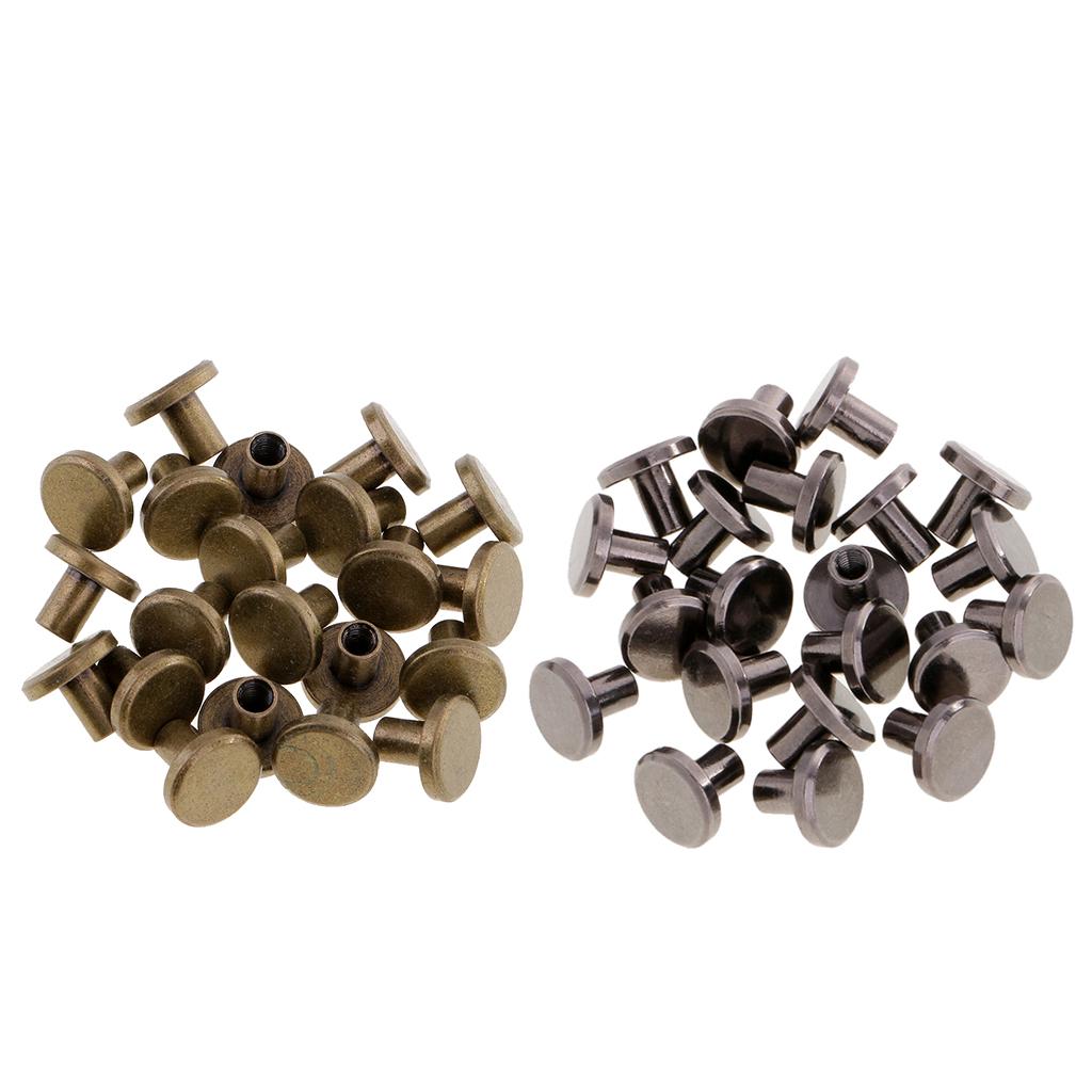 40 Sets 8mm Round Rivet Screw Studs Chicago Screw Leather Craft